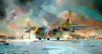 Artist's rendition of C-123 doing 180 at CCT runs for airplane